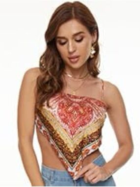 Princess Polly Kehlani Bandana Scarf Print Top NEW!